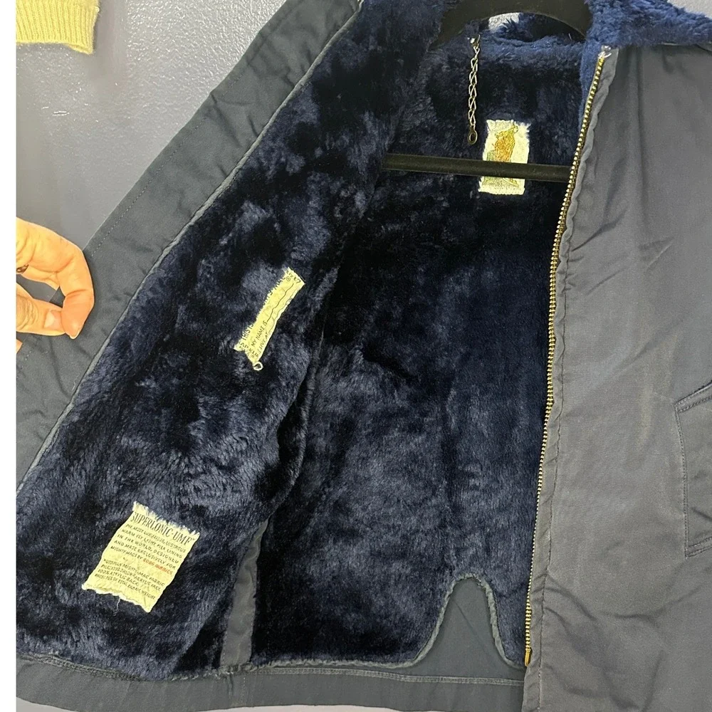 1970s Mighty-Mac Kids Winter Jacket Navy Pile Lined Talon Zip USA Vintage Rare 7